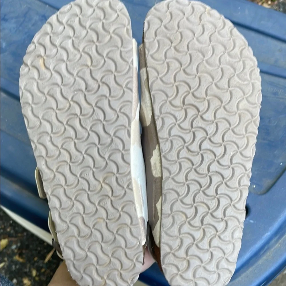Birkenstock Kids' Two-Strap Camouflage Sandals in Beige